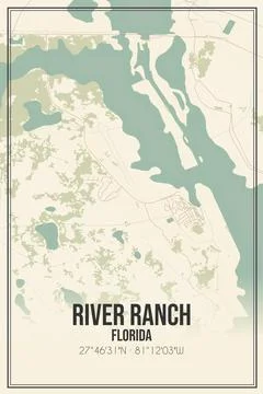 Retro US city map of River Ranch, Florida. Vintage street map. Illustrazione stock