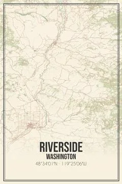 Retro US city map of Riverside, Washington. Vintage street map. Illustrazione stock