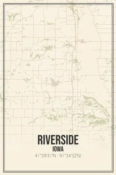 Retro US city map of Riverside, Iowa. Vintage street map. Illustrazione stock