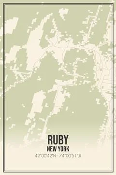 Retro US city map of Ruby, New York. Vintage street map. Stockillustratie