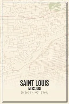 Retro US city map of Saint Louis, Missouri. Vintage street map. Stock Illustration