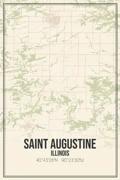 Retro US city map of Saint Augustine, Illinois. Vintage street map. Illustrazione stock