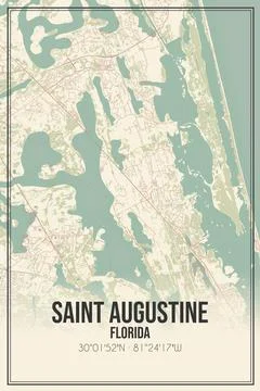 Retro US city map of Saint Augustine, Florida. Vintage street map. Illustrazione stock