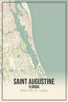 Retro US city map of Saint Augustine, Florida. Vintage street map. Illustrazione stock