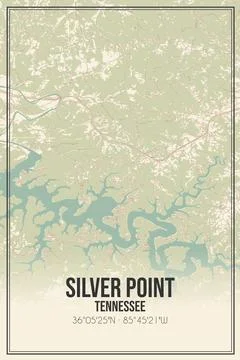 Retro US city map of Silver Point, Tennessee. Vintage street map. Stock Illustration