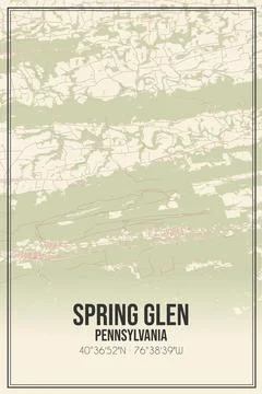 Retro US city map of Spring Glen, Pennsylvania. Vintage street map. Stock Illustration