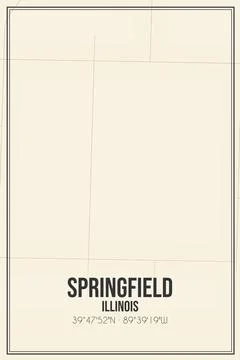 Retro US city map of Springfield, Illinois. Vintage street map. Stock Illustration