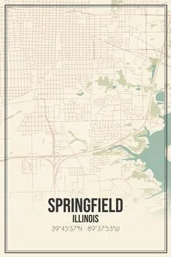 Retro US city map of Springfield, Illinois. Vintage street map. Stock Illustration