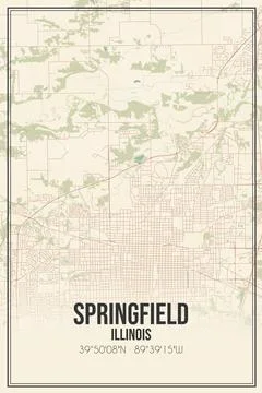 Retro US city map of Springfield, Illinois. Vintage street map. Stock Illustration