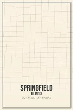 Retro US city map of Springfield, Illinois. Vintage street map. Stock Illustration