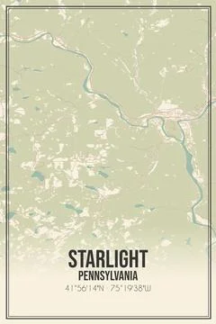 Retro US city map of Starlight, Pennsylvania. Vintage street map. Stock Illustration