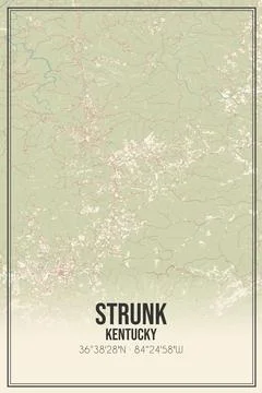 Retro US city map of Strunk, Kentucky. Vintage street map. Stock Illustration
