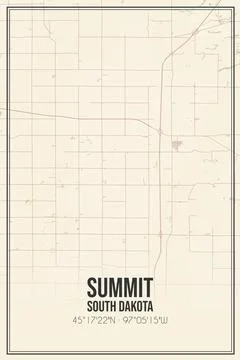 Retro US city map of Summit, South Dakota. Vintage street map. Illustrazione stock