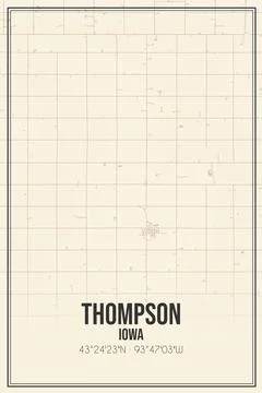 Retro US city map of Thompson, Iowa. Vintage street map. Stock Illustration