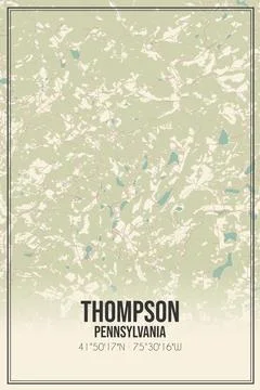 Retro US city map of Thompson, Pennsylvania. Vintage street map. Stock Illustration