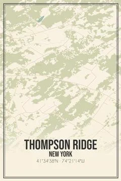 Retro US city map of Thompson Ridge, New York. Vintage street map. Stock Illustration