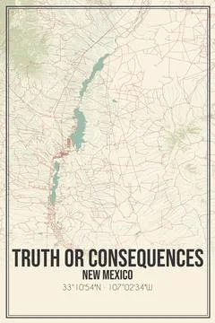 Retro US city map of Truth Or Consequences, New Mexico. Vintage street map. イラスト素材