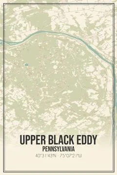 Retro US city map of Upper Black Eddy, Pennsylvania. Vintage street map. Stock Illustration