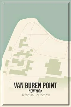 Retro US city map of Van Buren Point, New York. Vintage street map. Illustrazione stock