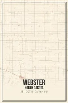 Retro US city map of Webster, North Dakota. Vintage street map. Stock Illustration