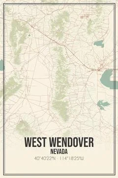 Retro US city map of West Wendover, Nevada. Vintage street map. Stock Illustration