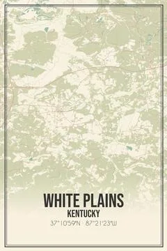 Retro US city map of White Plains, Kentucky. Vintage street map. Ilustração Stock