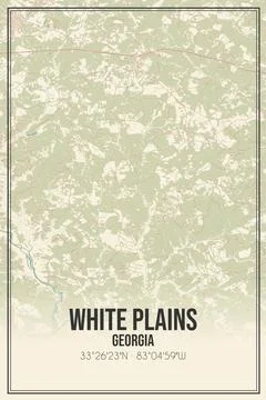 Retro US city map of White Plains, Georgia. Vintage street map. Ilustração Stock