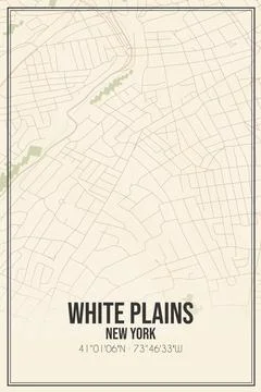 Retro US city map of White Plains, New York. Vintage street map. Ilustração Stock