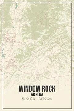 Retro US city map of Window Rock, Arizona. Vintage street map. Stock Illustration