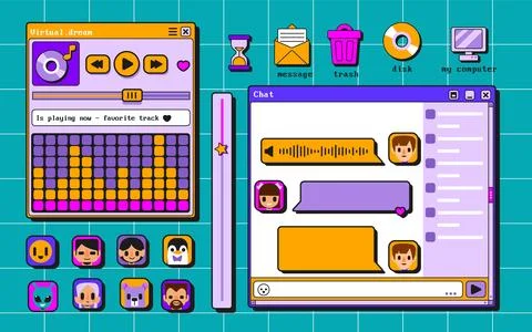 Retro user interface elements collection Stock Illustration