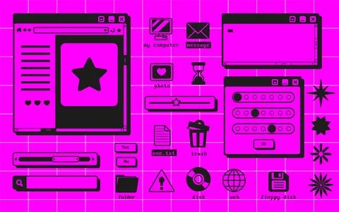 Retro user interface elements set Stock Illustration