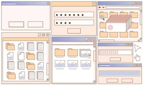 Retro user interface kit Stock Illustration