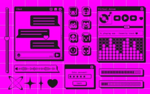 Retro user interface screens Stock Illustration