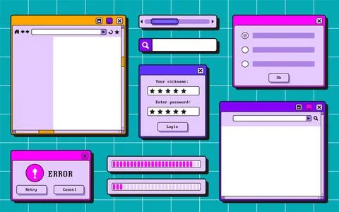 Retro user interface set Stock Illustration