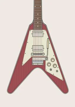Retro V Shape Guitar Illustrazione stock
