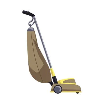Retro vacuum cleaner with bag, flat vector illustration isolated on white Stock Illustration