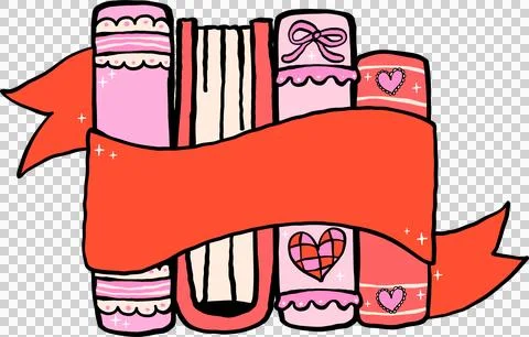 Retro Valentine Bookish Book Stack with Banner Illustrazione stock