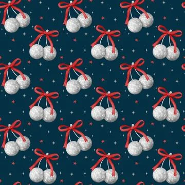 Retro Valentine seamless pattern y2k coquette silver disco ball cherries an.. Stock Illustration