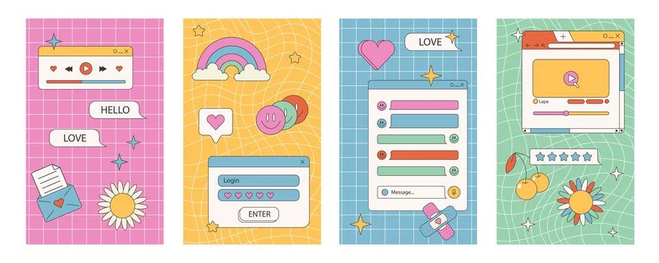 Retro vaporwave post Stock Illustration