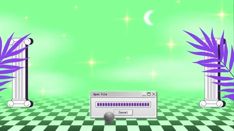 Retro Vaporwave Poster With User Interface Elements and Vintage Illustrations. Stockbeeldmateriaal 195953902