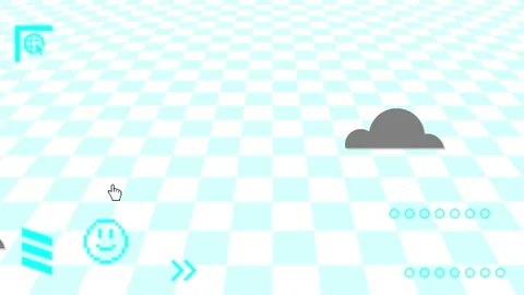 Retro Vaporwave Poster With User Interface Elements and Cartoon Illustrations. Stock Footage 195953932