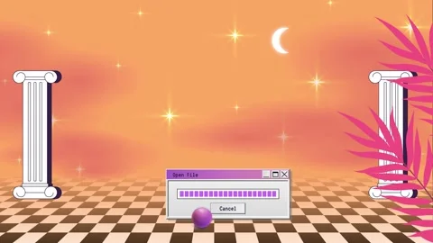 Retro Vaporwave Poster With User Interface Elements and Vintage Illustrations. Stock Footage 195954002