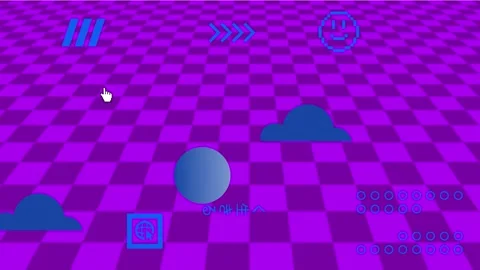 Retro Vaporwave Poster With User Interface Elements and Cartoon Illustrations. Stock Footage 195954022