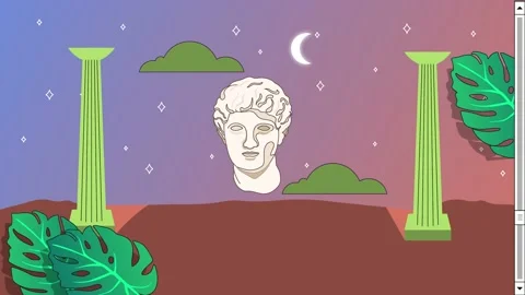 Retro Vaporwave Poster With User Interface Elements and Vintage Illustrations. Stock Footage 195954039