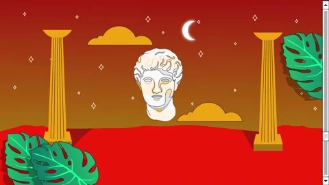 Retro Vaporwave Poster With User Interface Elements and Vintage Illustrations. Stock Footage 195954059