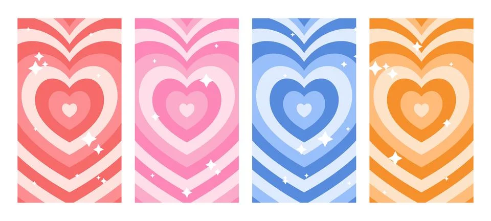 Retro Vector Background Featuring a Heart Tunnel. Perfect for Social Media Posts Stock Illustration