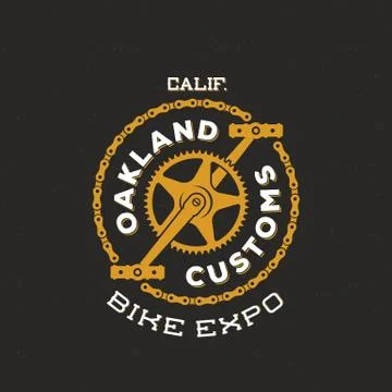 Retro Vector Bike Custom Show Expo Label or Logo Design Stock Illustration