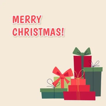 Retro vector Christmas background with bunch of gift boxes. Stock Illustration