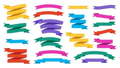 Retro vector color ribbons set isolated on white Stock Illustration