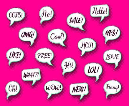 Retro vector comic speech bubbles chat expressions Illustration